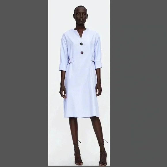 Zara Basic midi Tunic Dress with big chunky buttons and waist cinched belt❤️ - Picture 3 of 14